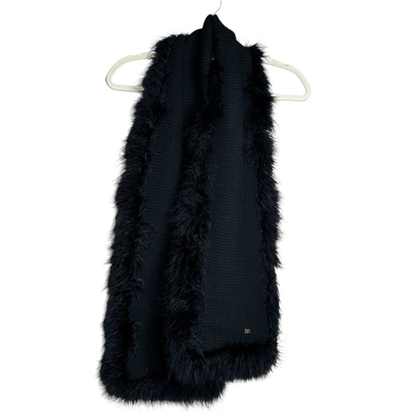 Sonia Rykiel black 100% wool scarf with feathers - Picture 1 of 9
